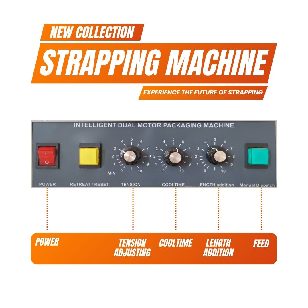 Rockcub Semi-Automatic Strapping Machine for Cardboard Boxes – Tabletop Banding Machine for 1/4" to 5/8" PP Straps, Adjustable Tension, Compact & Quiet – for Warehouse & Shipping Packaging