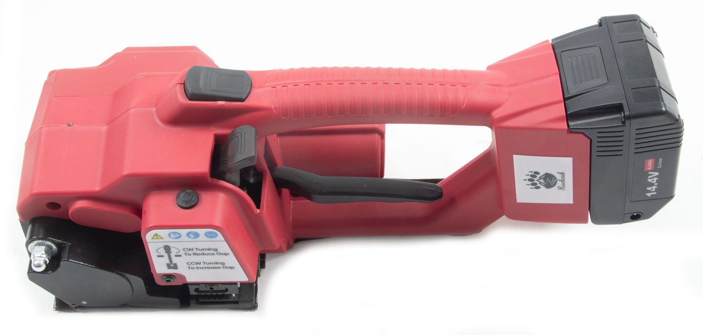 Rockcub Electric Strapping Machine with LCD Screen, Automatic Strapping Tool,for Industrial Quick Packing,for 1/2-5/8 in(13-16mm) Width PP PET Straps,with 2 * 4000mah Battery