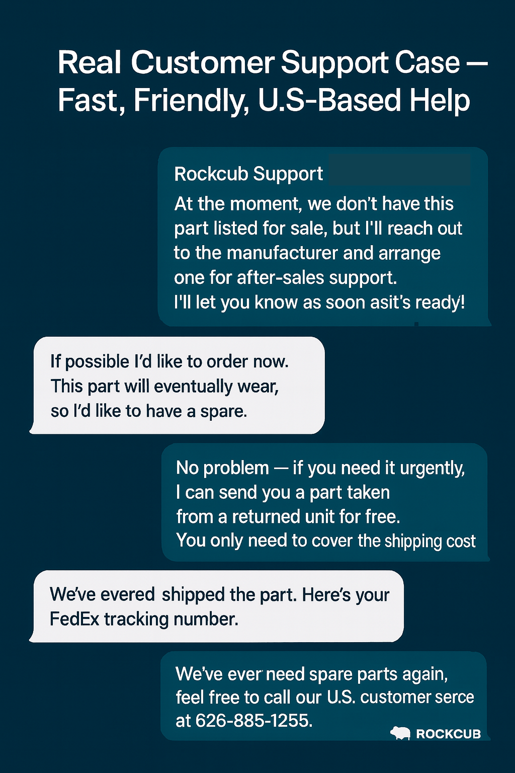 ⭐ Real Customer Story: How We Support Spare Parts &amp; After-Sales — The Rockcub Way