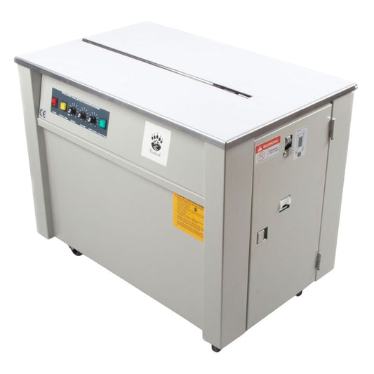 Rockcub Semi-Automatic Strapping Machine for Cardboard Boxes – Tabletop Banding Machine for 1/4" to 5/8" PP Straps, Adjustable Tension, Compact & Quiet – for Warehouse & Shipping Packaging