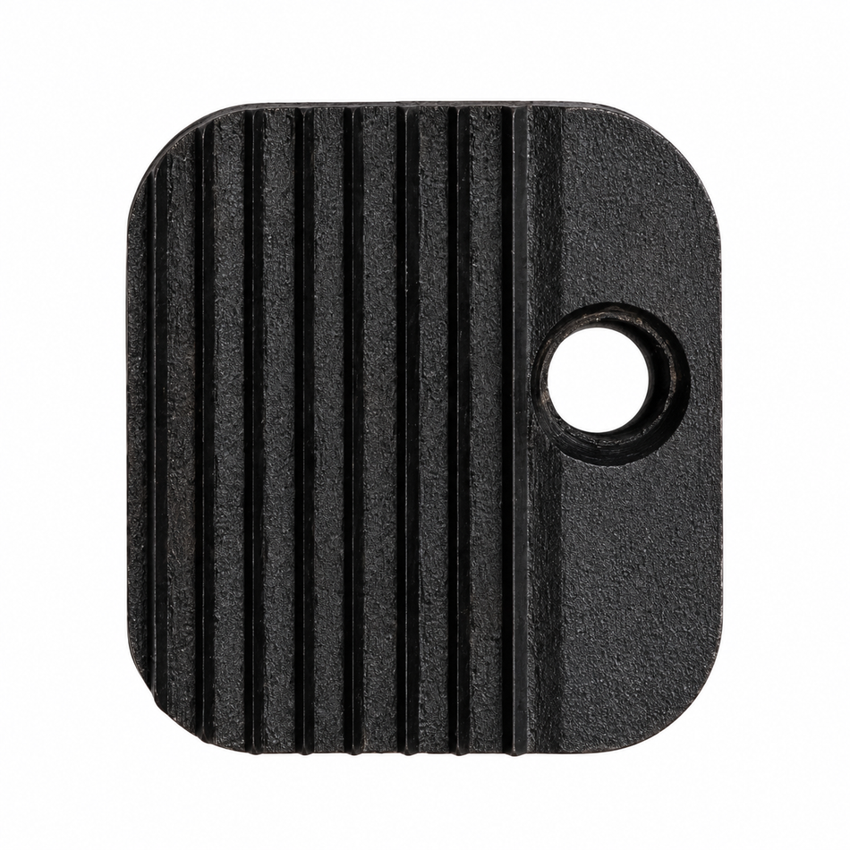 Rockcub RCV2 replacement strap gripper plate BE1006015, black serrated steel plate with a single mounting hole