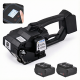 Rockcub RCV2 electric strapping machine in black with two 14.4V batteries