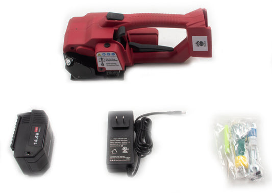 Rockcub Electric Strapping Machine with LCD Screen, Automatic Strapping Tool,for Industrial Quick Packing,for 1/2-5/8 in(13-16mm) Width PP PET Straps,with 2 * 4000mah Battery