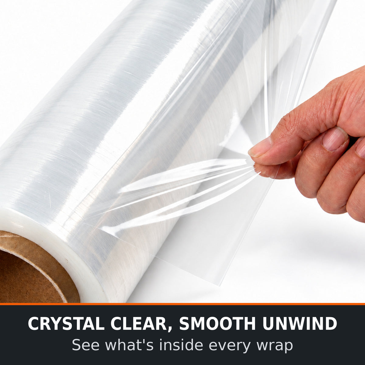 Crystal clear stretch film close-up