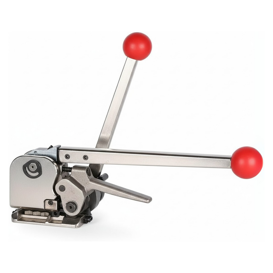 Rockcub Steel Strapping A333 Tool Heavy Duty Sealless Combination Metal Banding Tool for 1/2" 5/8" 3/4" Steel Straps, Manual 3-in-1 Tensioner Crimper Cutter with Alloy Cutter for Lumber, Pallets (Upgraded Version)