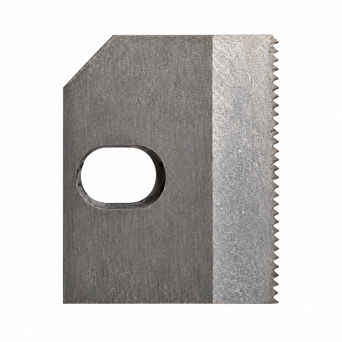 Rockcub RCV2 replacement cutting blade BE1001022, hardened steel with a serrated edge and slotted mounting hole